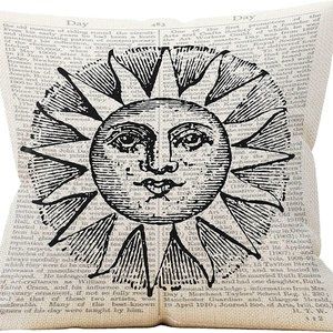 4 Mancheng-zi Sun Antique Symbol Throw Pillow Case, Retro Astrology Graphics